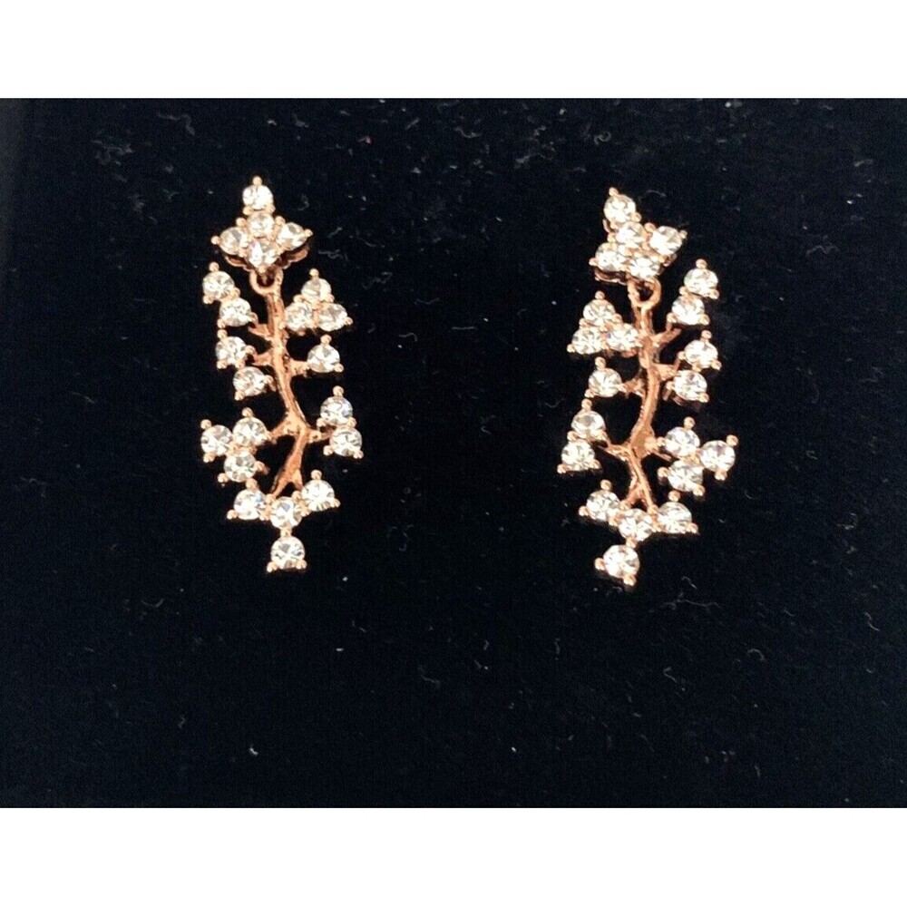 Mary Kay Goldtone Rhinestone Pierced Earrings New in Box Glitzy Glamours Formal